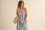STRIPED RELAXED FIT TUBE TOP AND WIDE LEG PANTS SET
