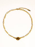 Shay 18K Gold Non-Tarnish Oval Stone Chain Necklace