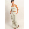 Striped Jersey Tube Top And Pants Set