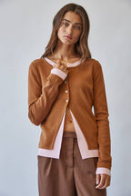 Caramel/Rose Contrast Cardigan