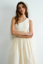One Shoulder Poplin Maxi Dress