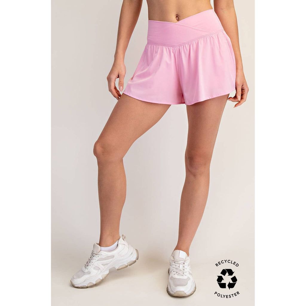 V CROSSOVER FLARED SHORTS- Espresso Brown