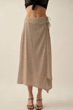 Gingham Plaid Asymmetrical Handkerchief Wrap Maxi Skirt