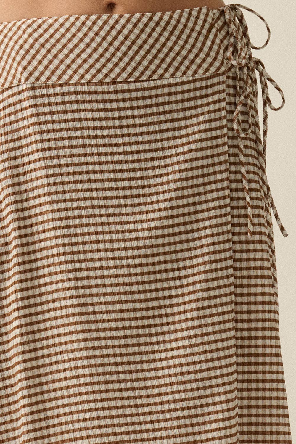 Gingham Plaid Asymmetrical Handkerchief Wrap Maxi Skirt
