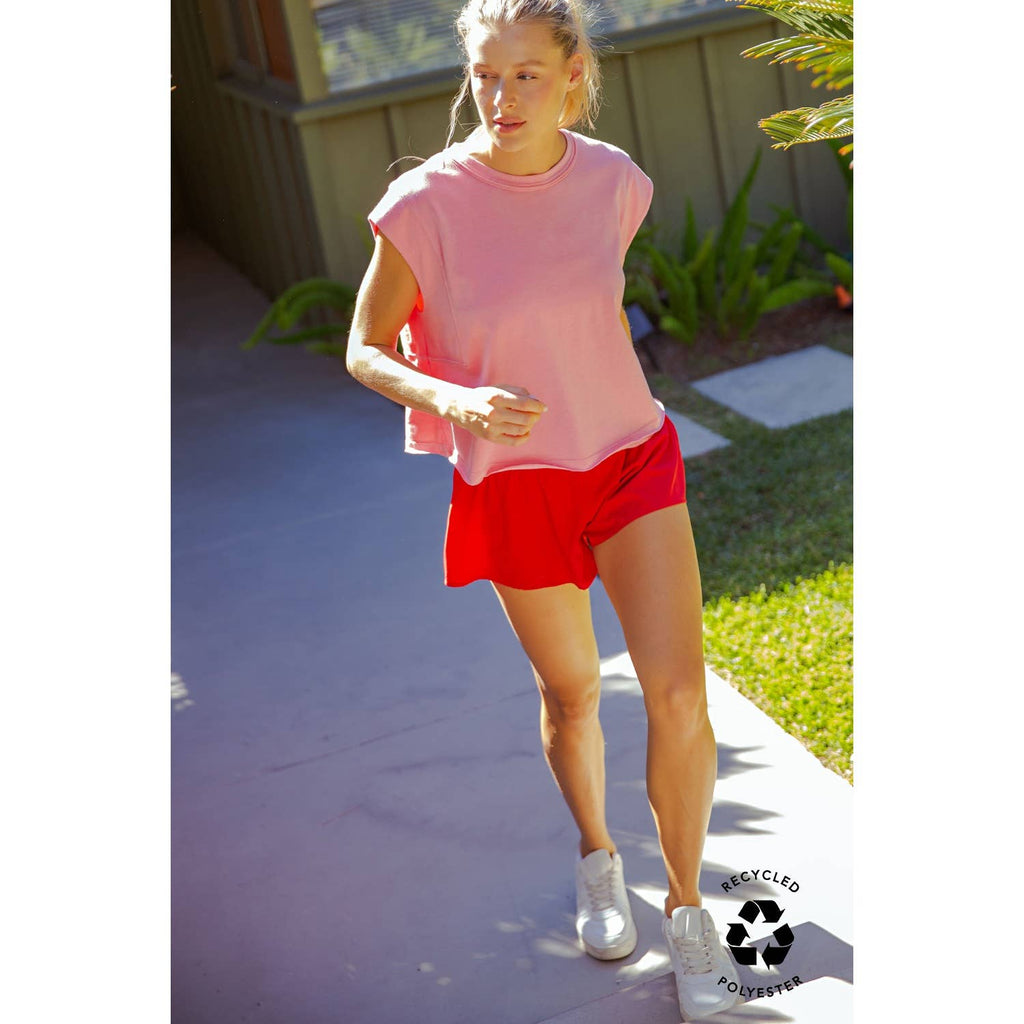 V CROSSOVER FLARED SHORTS- Espresso Brown