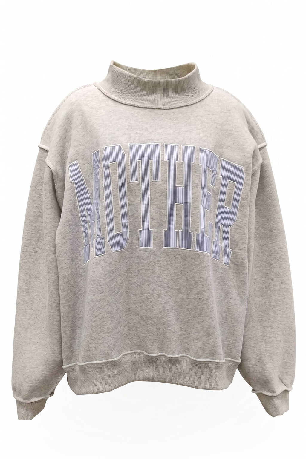 Embroidered "MOTHER" Mock Neck Sweatshirt