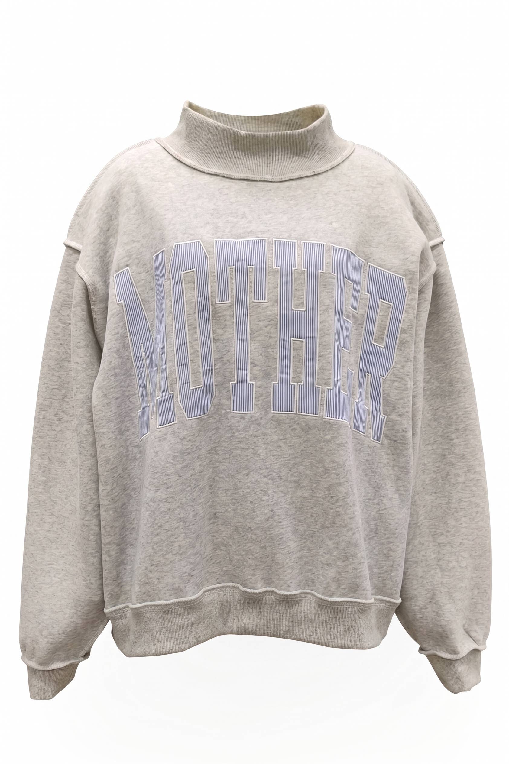 Embroidered "MOTHER" Mock Neck Sweatshirt