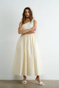 One Shoulder Poplin Maxi Dress