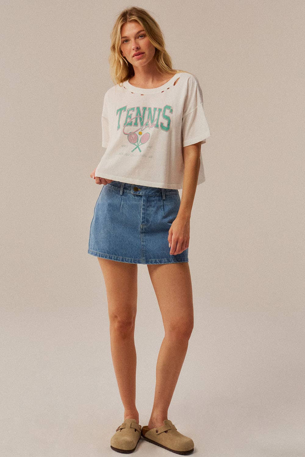 Denim Zip-Fly Belt Loop Mini Skort