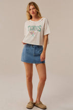 Denim Zip-Fly Belt Loop Mini Skort