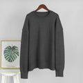 Solid Crew Neck Pullover Sweater