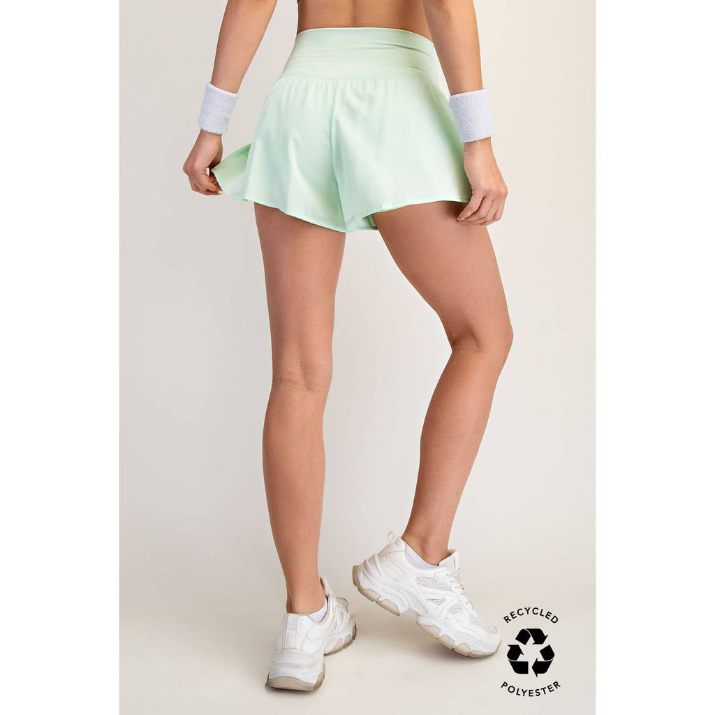 V CROSSOVER FLARED SHORTS- Espresso Brown