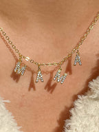 Moana 18K Gold Non-Tarnish CZ Mama Letter Necklace