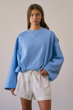Blouson Cropped Pullover Sweatshirt