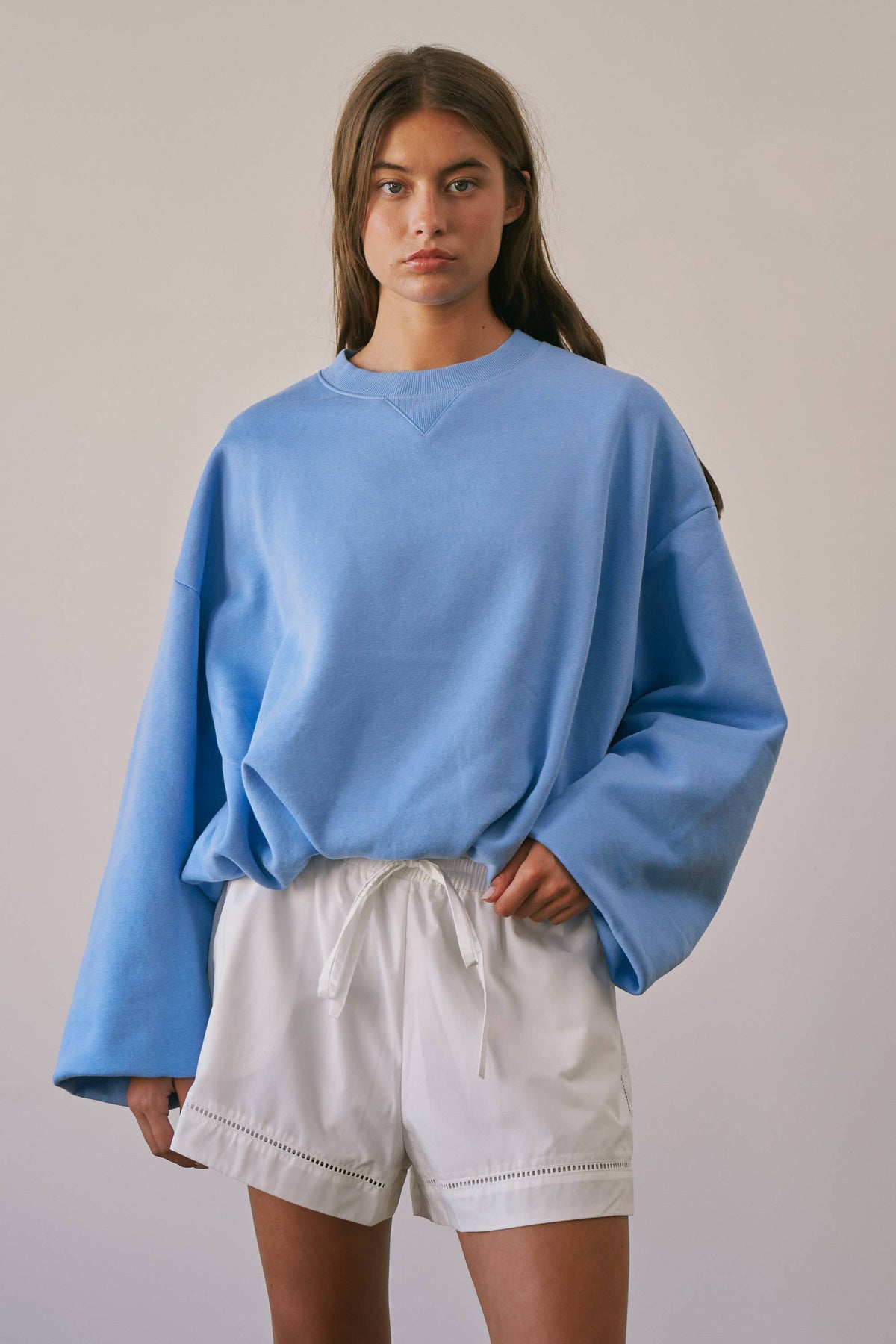 Blouson Cropped Pullover Sweatshirt