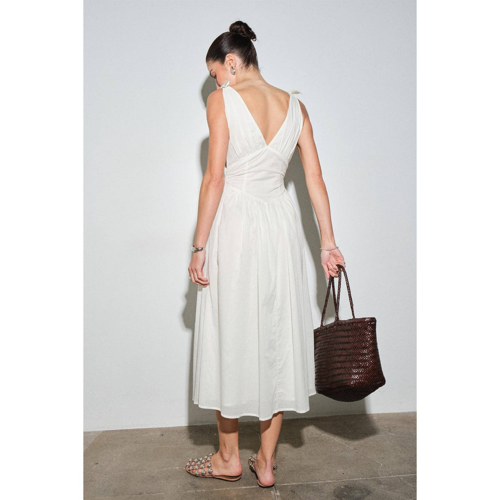 Biarritz Cotton Poplin Corset-Waist Maxi Dress
