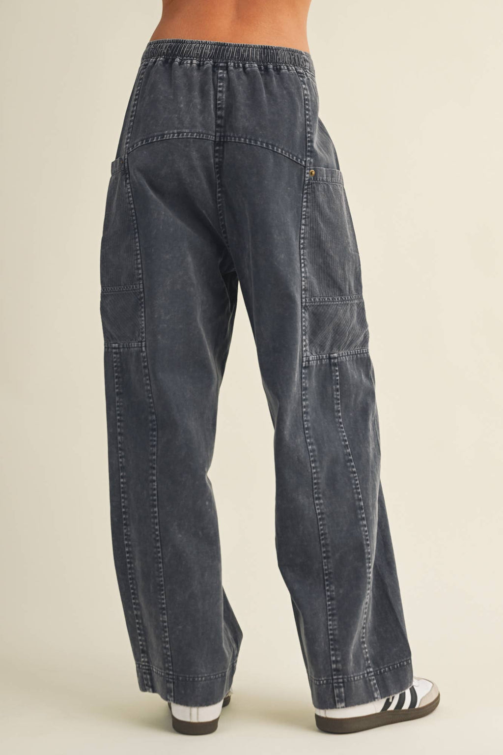 Drawstring Waist Wide Leg Utility Trouser