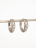 Dazzleon Silver CZ Solitaire  Hoop Earrings