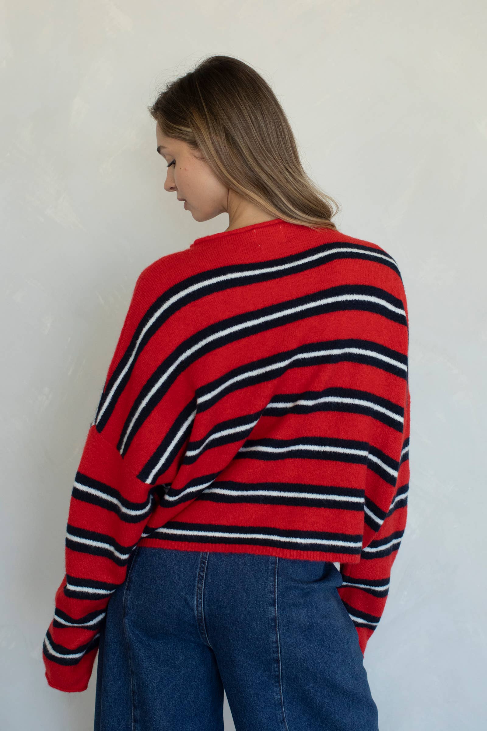 Piper Cardigan - Rose Varsity Stripe