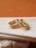 Marze 18K Gold Non-Tarnish CZ Oval Huggie Earrings