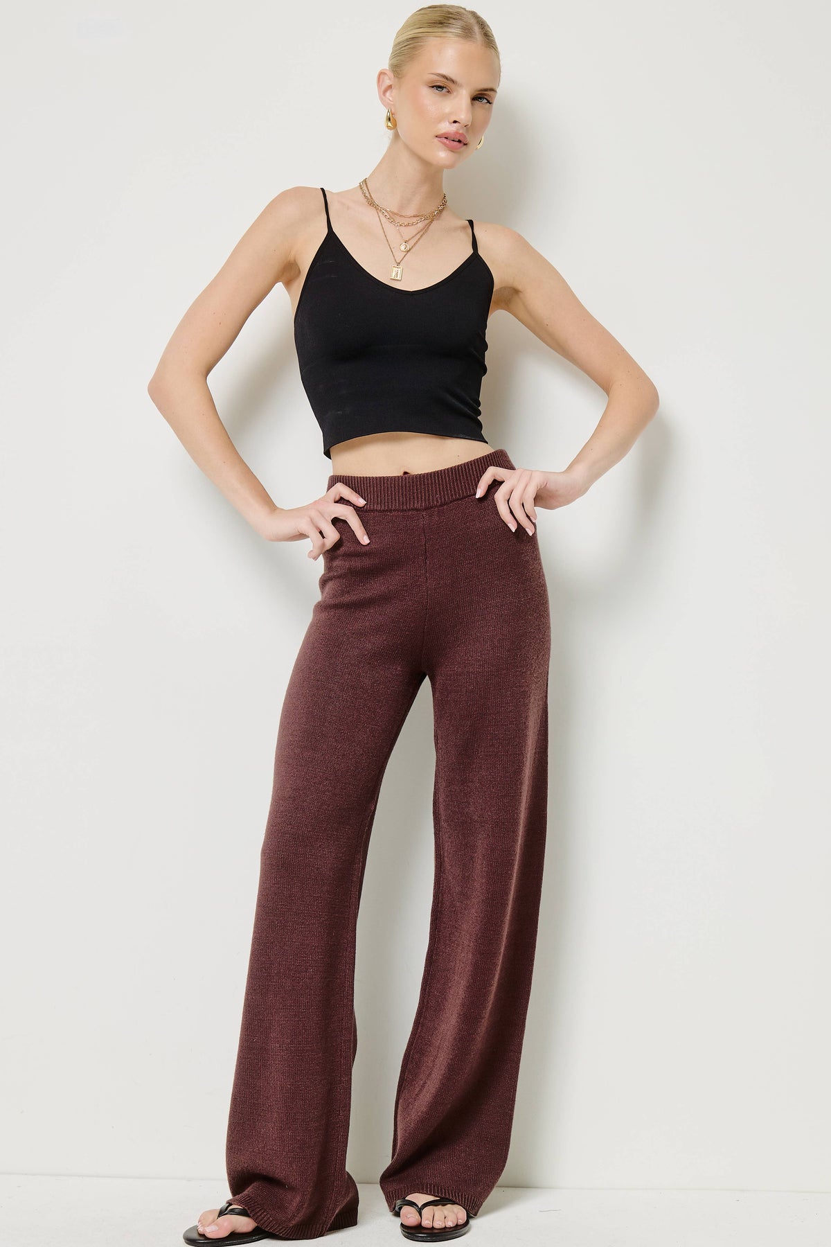 Tie Front Knit Cardigan and Pants Set