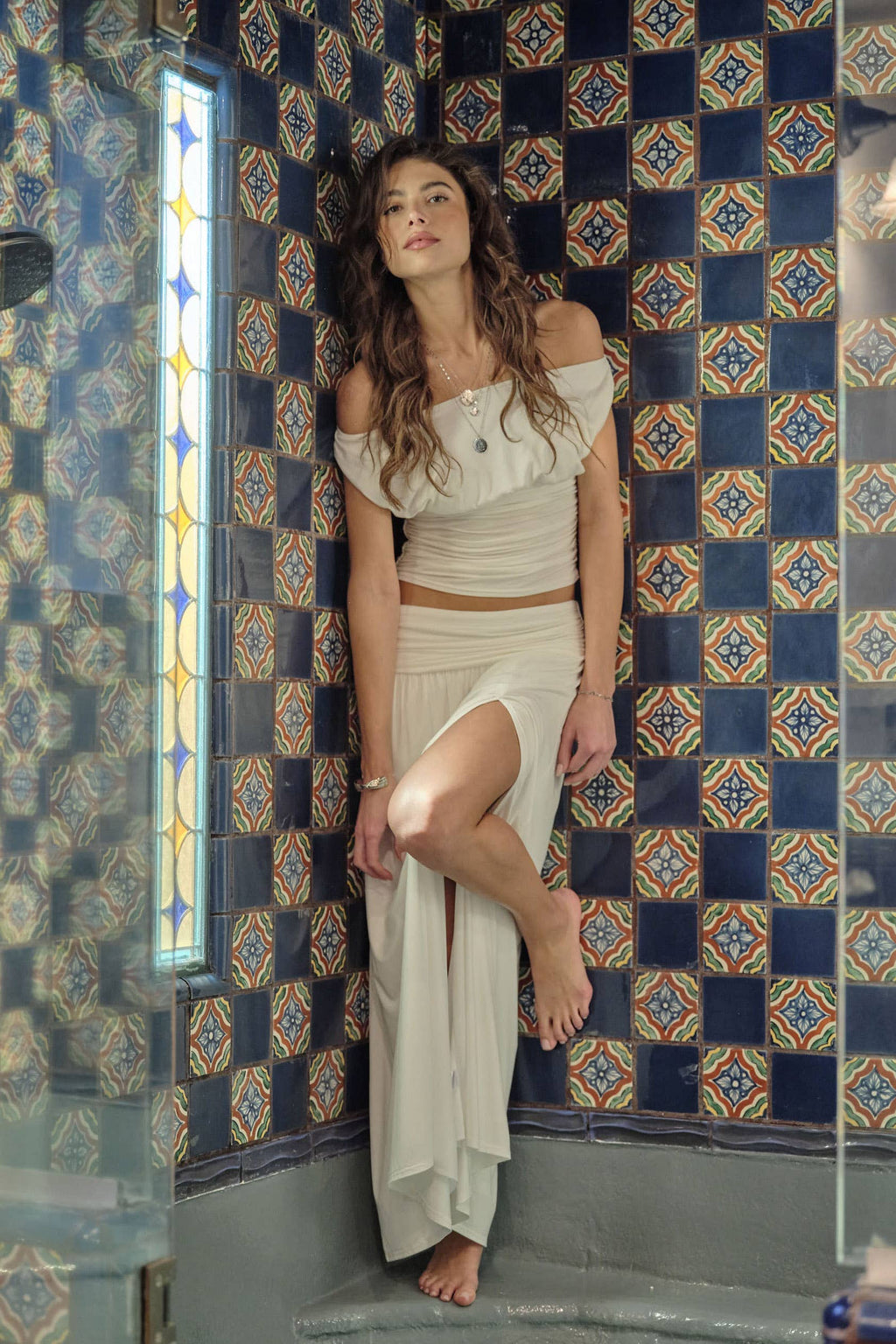 FARRAH RUCHED MAXI SKIRT