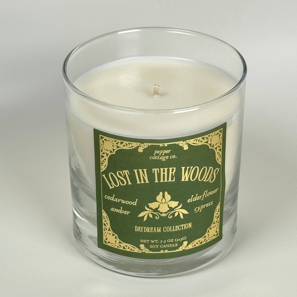 Lost in the Woods 7.5 oz Candle Jar | Cypress, Cedarwood, Elderflower, Amber | Daydream Collection Spring Floral Candle