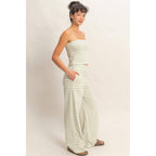 Striped Jersey Tube Top And Pants Set