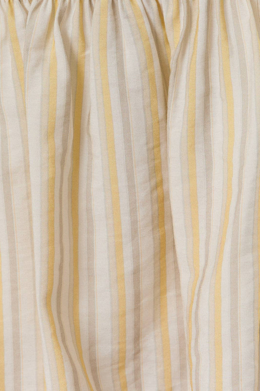 STRAPLESS STRIPE SMOCKED RUFFLED TOP