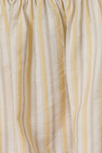 STRAPLESS STRIPE SMOCKED RUFFLED TOP