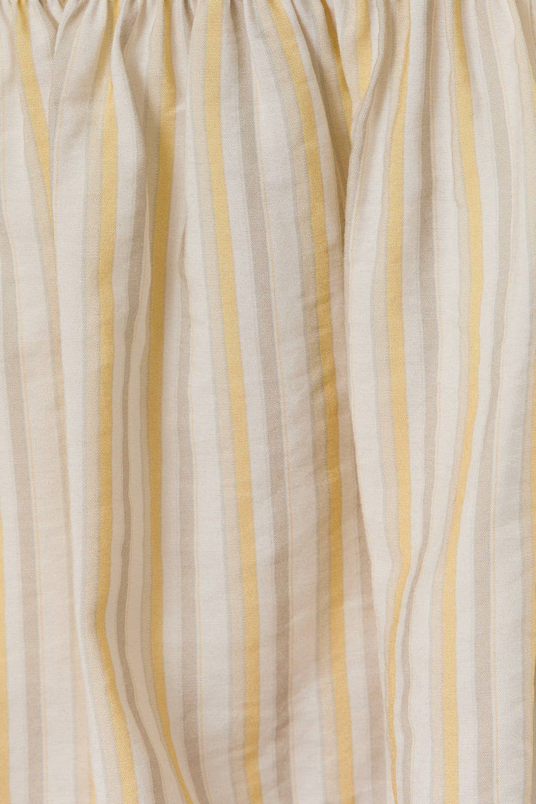 STRAPLESS STRIPE SMOCKED RUFFLED TOP