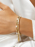 Bastien 18K Gold Non-Tarnish Textured Thin Bangle: Yellow Gold