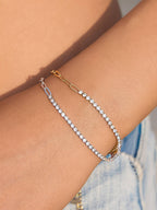 Wildora 18K Gold Non-Tarnish CZ Tennis Chain Link Bracelet