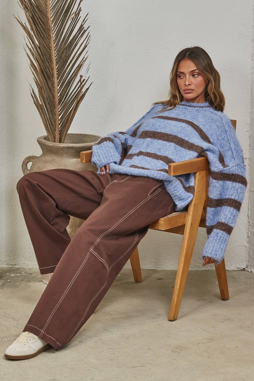 Playback Wide Contrast Seamed Pants