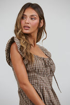 Dakota Checked Ruffle Midi Dress