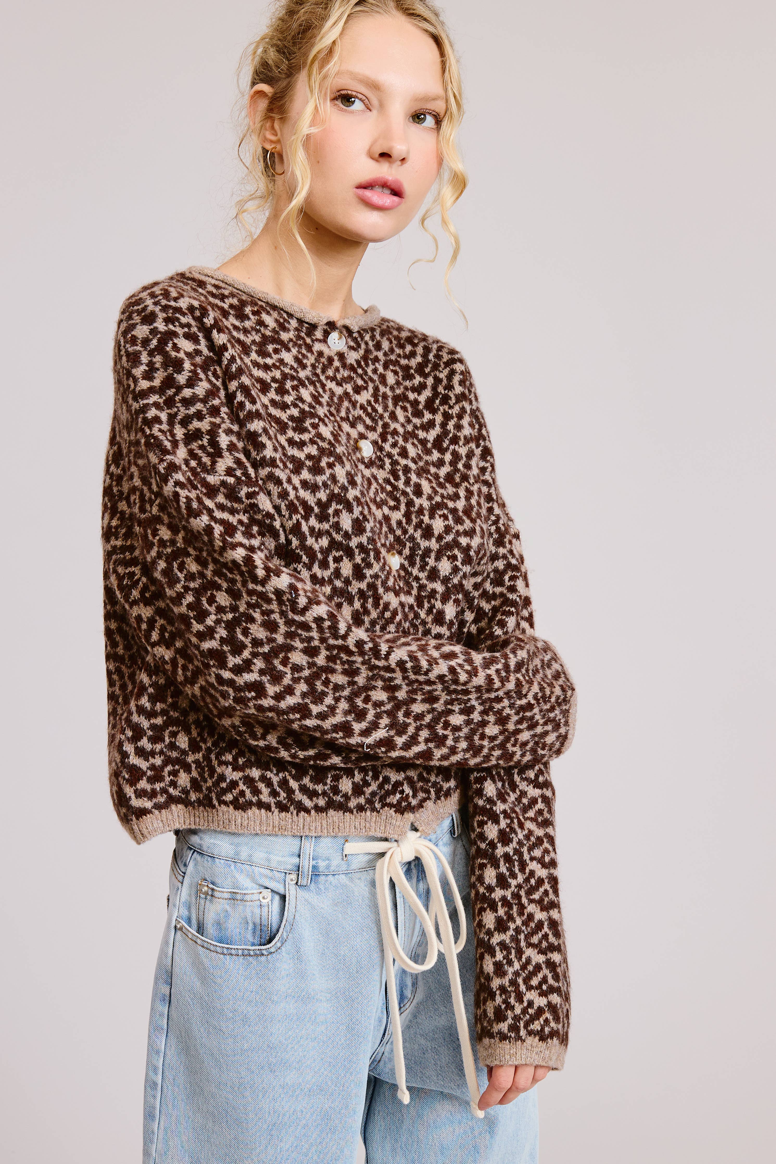 Cheetah Print Knit Cardigan