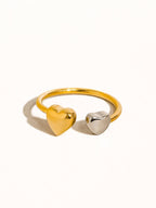 Loanni 18K Non-Tarnish Two Tone Heart Ring