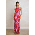 Hibiscus Escape Open Back Halter Maxi Dress