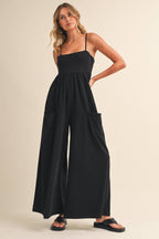 STRAPPY EMPIRE-WAIST WIDE-LEG JUMPSUIT