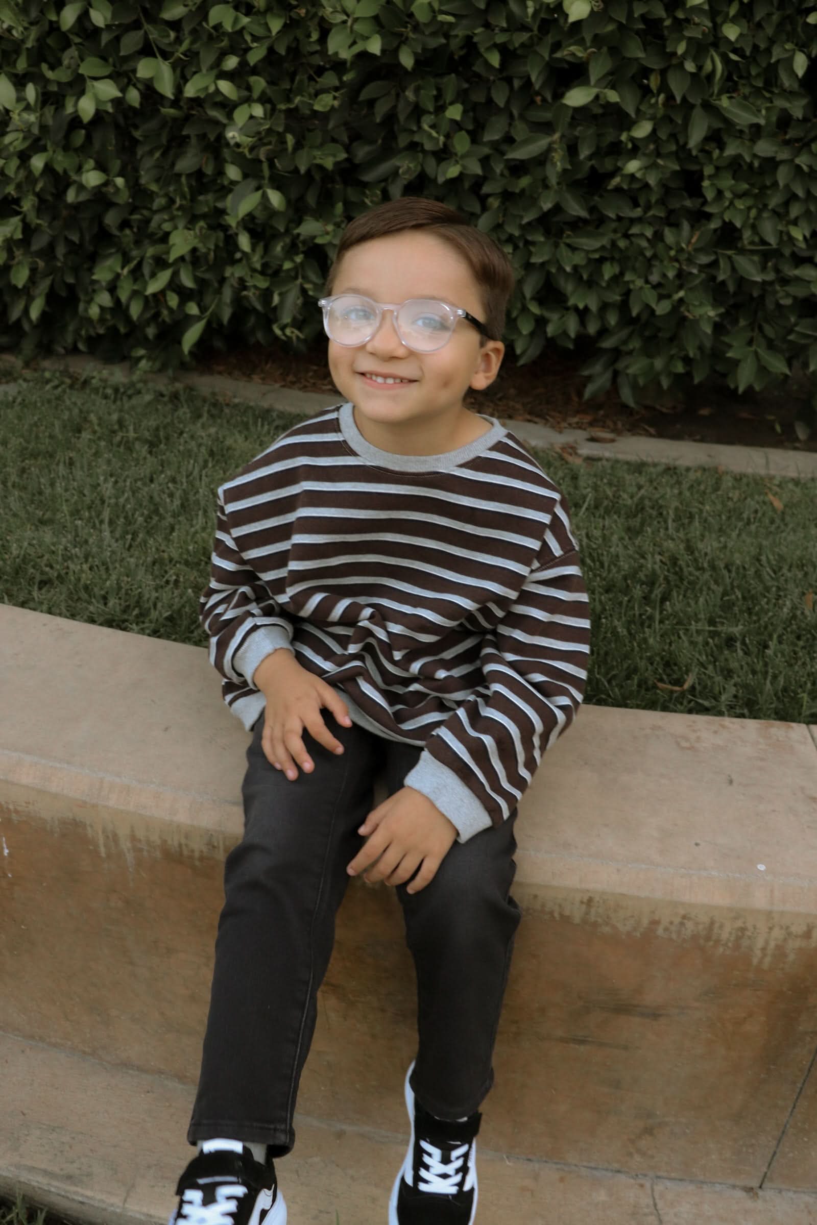 Kids Soft French Terry Cotton Stripe Sweatshirt