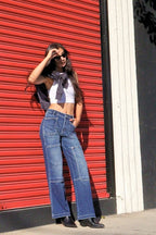 TUMMY CONTROL HIGH RISE RELAXED WIDE LEG JEANS
