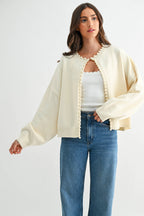 PEARL-EMBELLISHED CARDIGAN