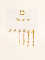 Finley 18K Gold Non-Tarnish CZ Chain Drop Earring Sets