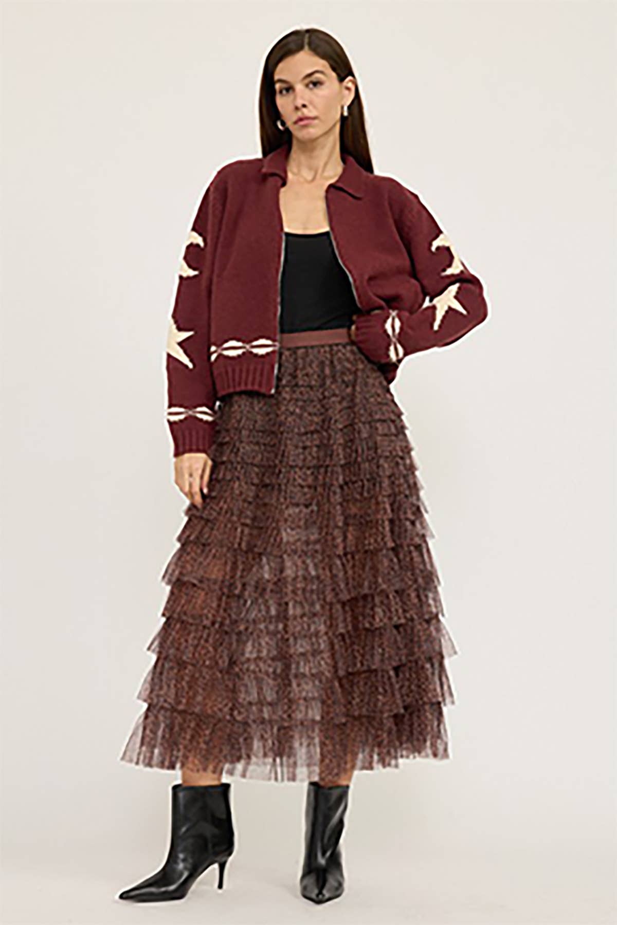 Star and Moon Zip Sweater Jacket