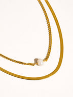 Owen 18K Gold Non-Tarnish layered Pearl Chain Necklace: Yellow Gold