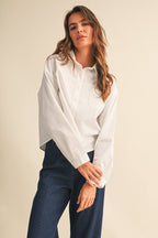 CROPPED RELAXED FITTON BUTTON DOWN SHIRT