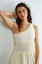 One Shoulder Poplin Maxi Dress