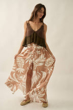 Cotton Gauze and Crochet Lace Ruffle Babydoll Tank Top
