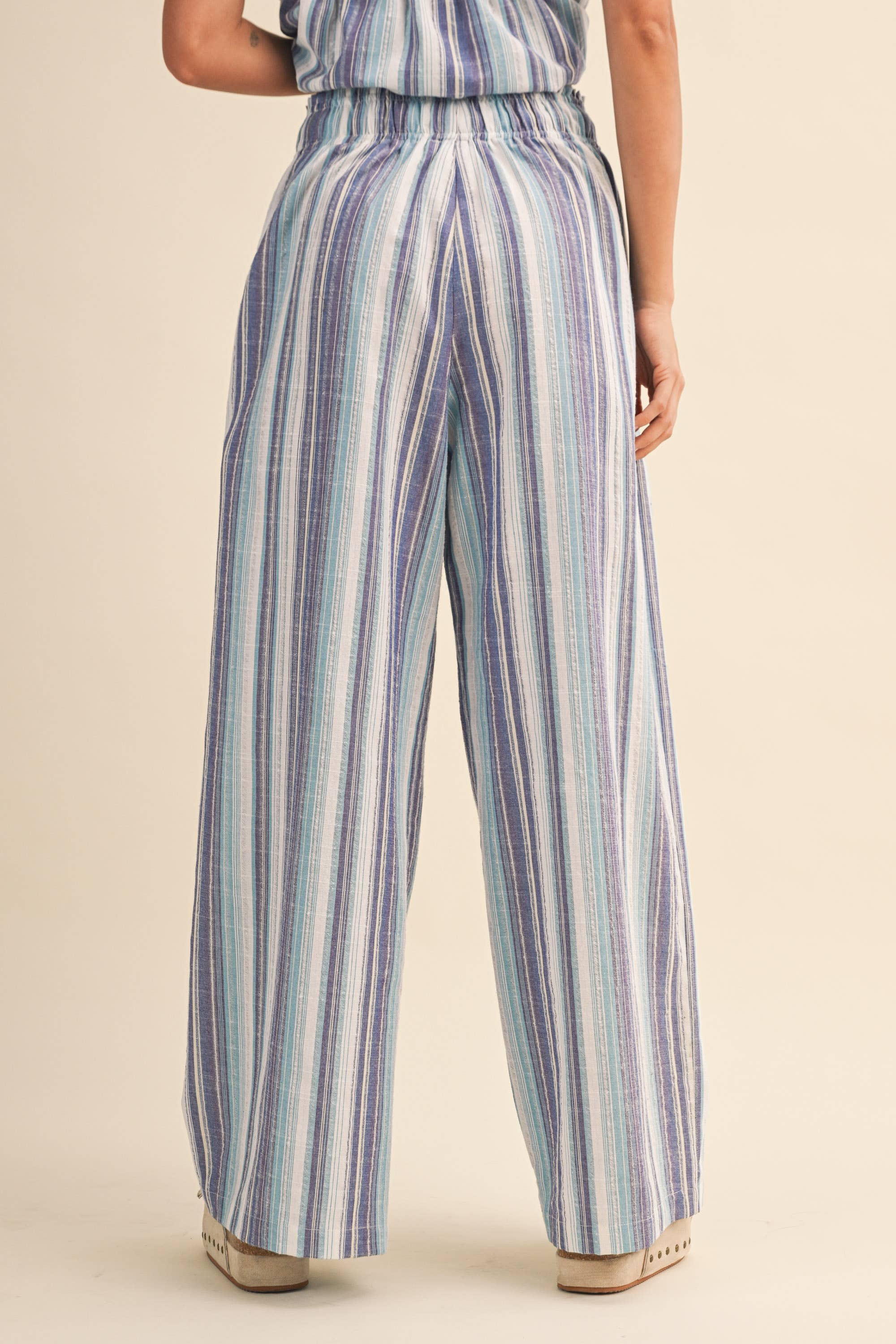 STRIPED RELAXED FIT TUBE TOP AND WIDE LEG PANTS SET