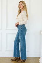 DUAL ACCENT CROSSOVER CUFF STRAIGHT LEG JEANS